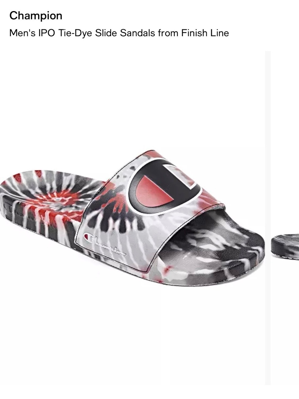 Champion Tie-Dye Slide Sandals in Black, White & Red